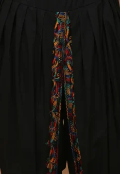 Embroidered Cotton Dhoti Pant in Black