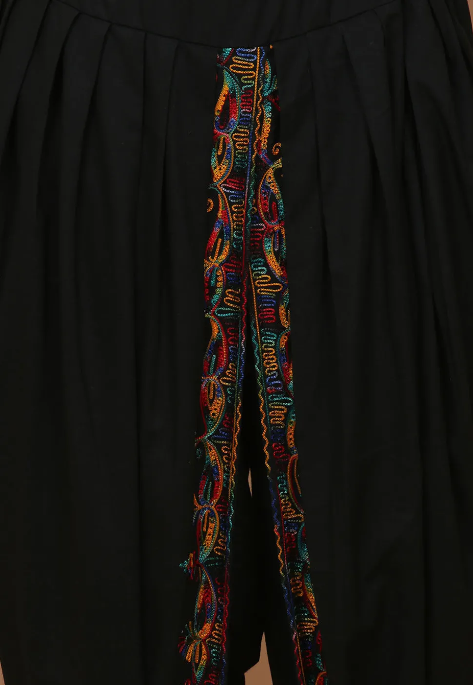 Embroidered Cotton Dhoti Pant in Black