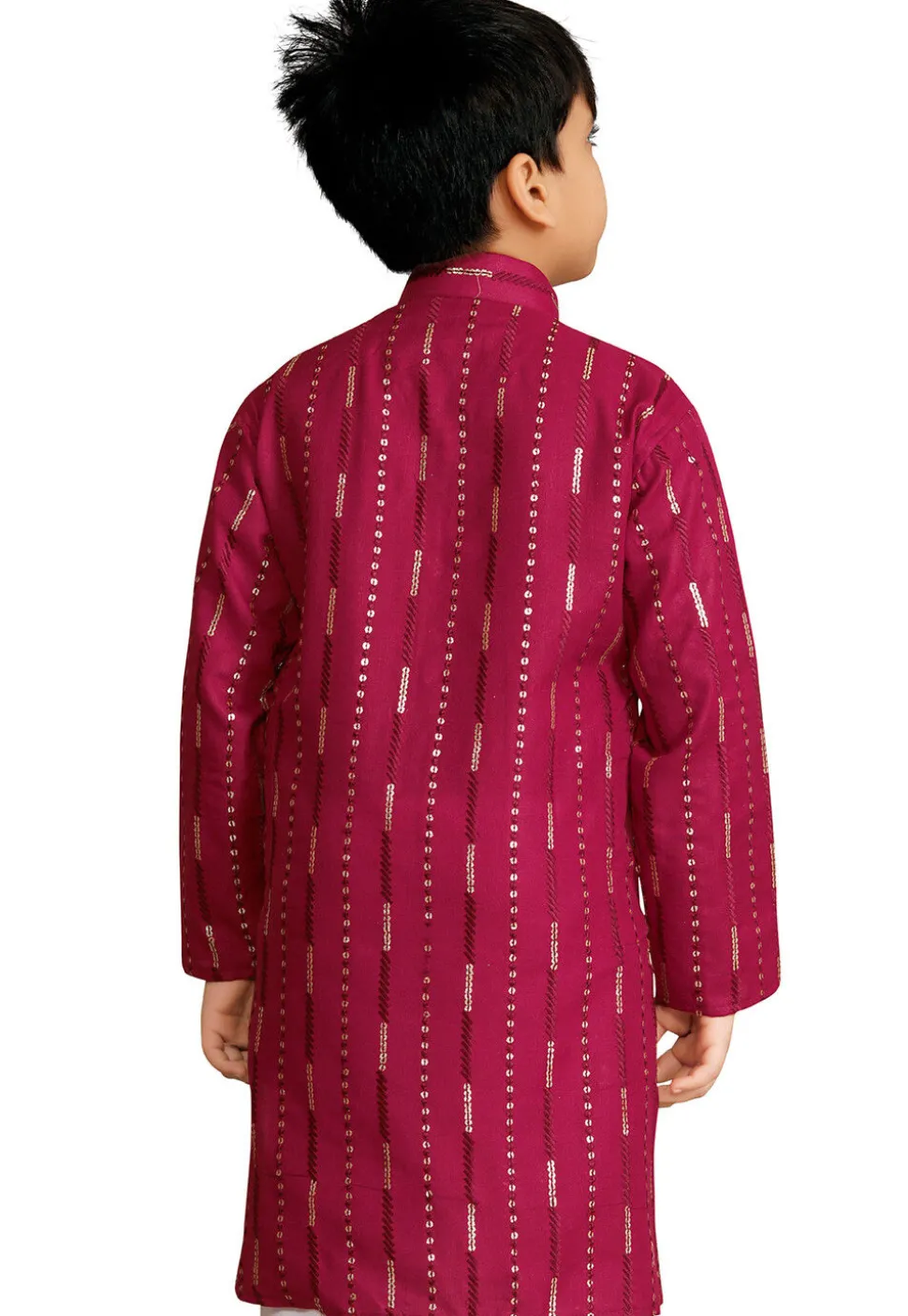 Embroidered Cotton Kurta in Maroon