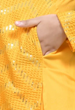Embroidered Cotton Kurta in Yellow