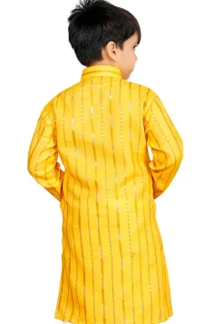 Embroidered Cotton Kurta in Yellow