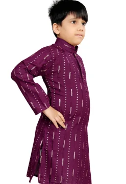 Embroidered Cotton Kurta in Purple