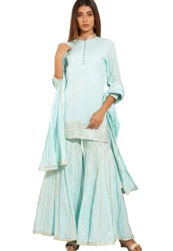 Embroidered Cotton Pakistani Suit in Sky Blue