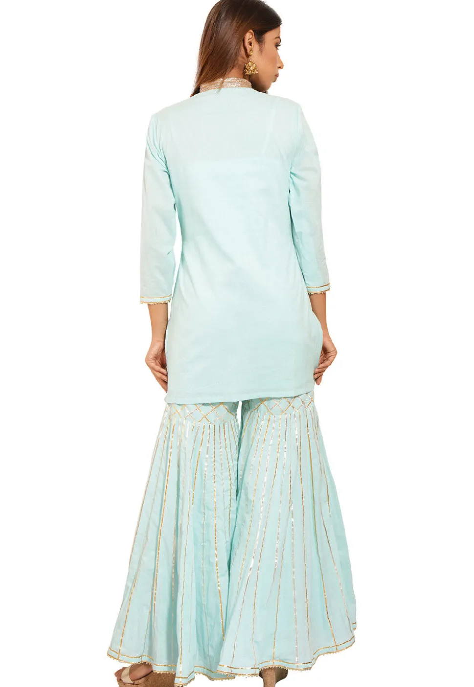 Embroidered Cotton Pakistani Suit in Sky Blue