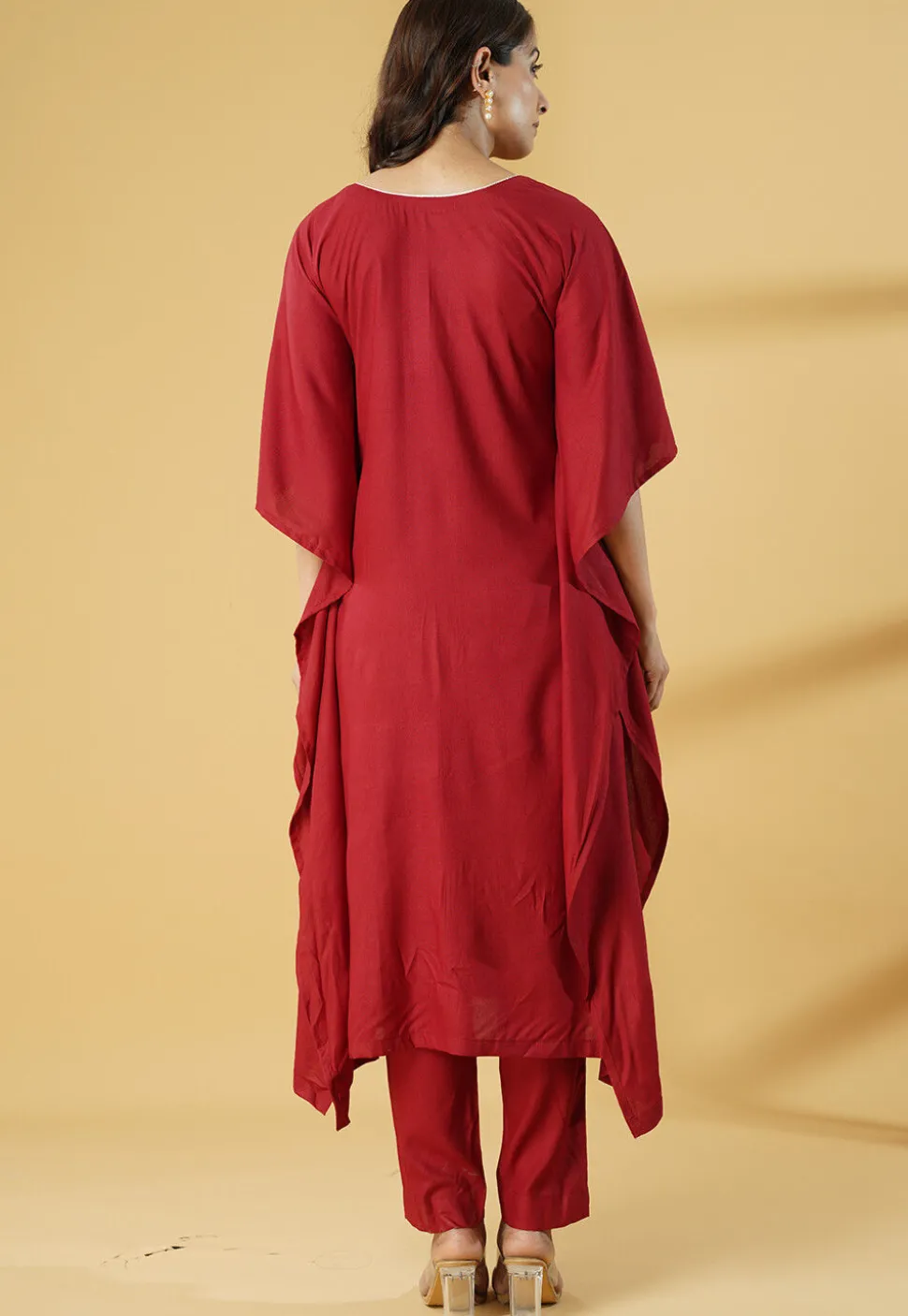 Embroidered Cotton Pakistani Suit in Maroon