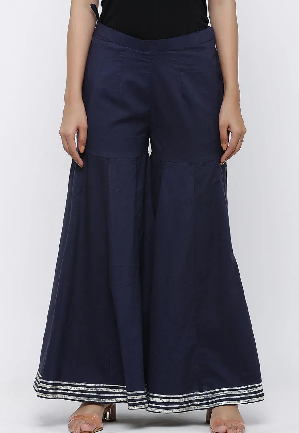 Embroidered Cotton Pakistani Suit in Navy Blue