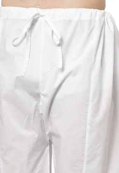 Embroidered Cotton Pathani Suit in White