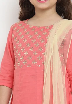 Embroidered Cotton Rayon Pakistani Suit in Peach