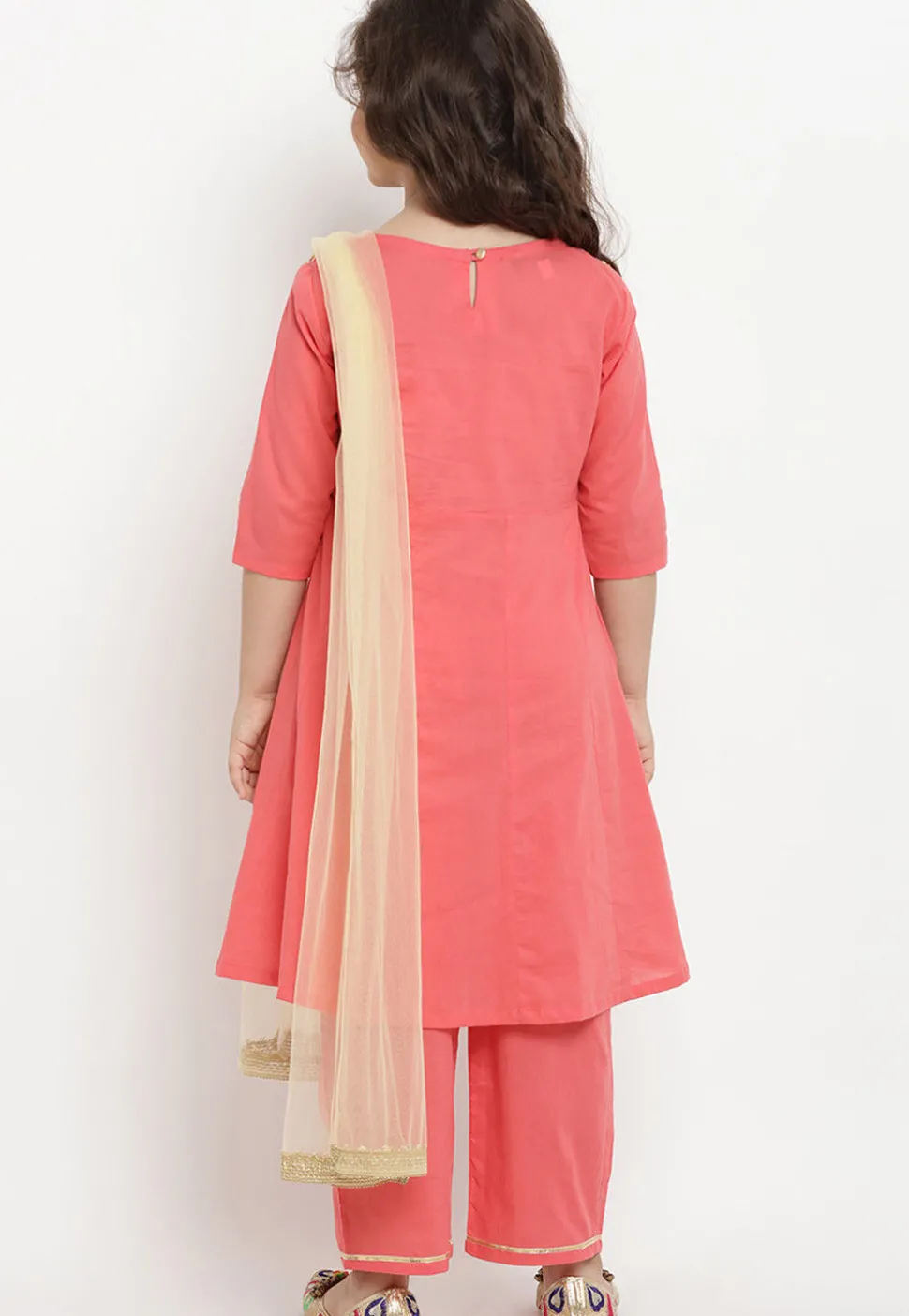 Embroidered Cotton Rayon Pakistani Suit in Peach