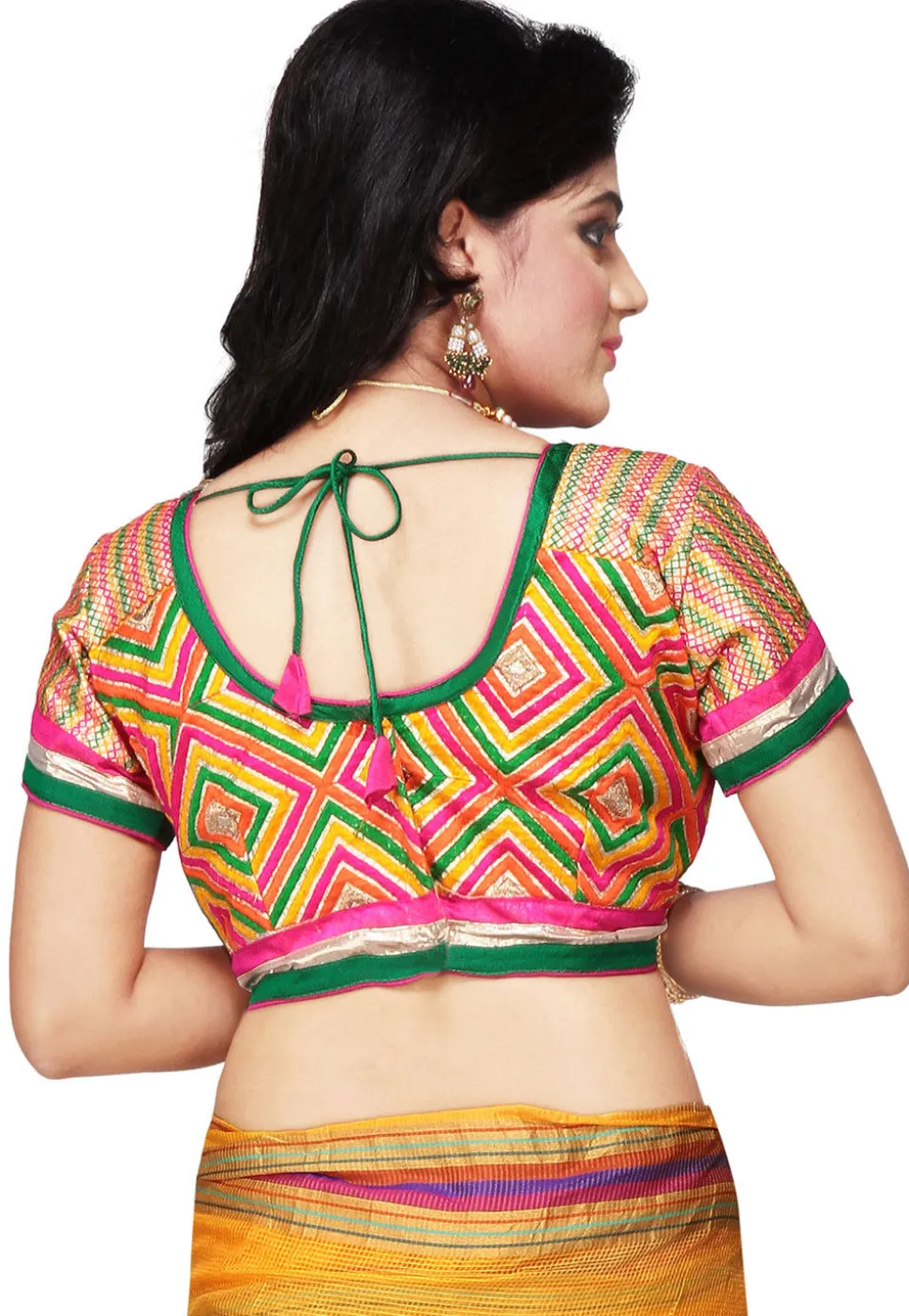 Embroidered Cotton Shimmer Blouse in Multicolor
