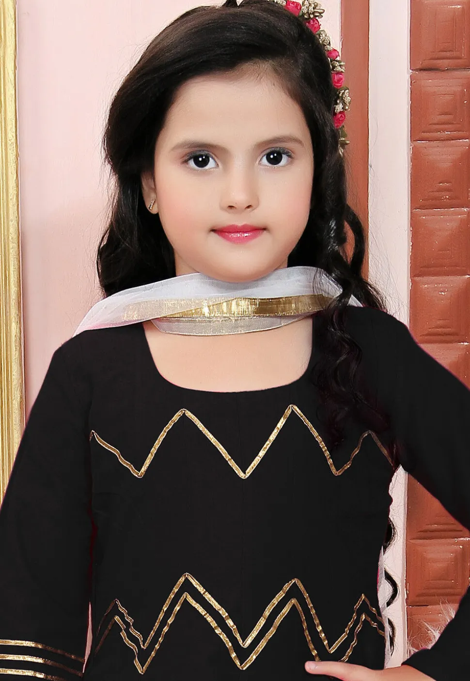 Embroidered Cotton Silk Anarkali Suit in Black