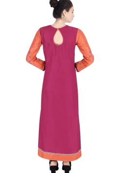 Embroidered Cotton Silk A Line Suit in Magenta