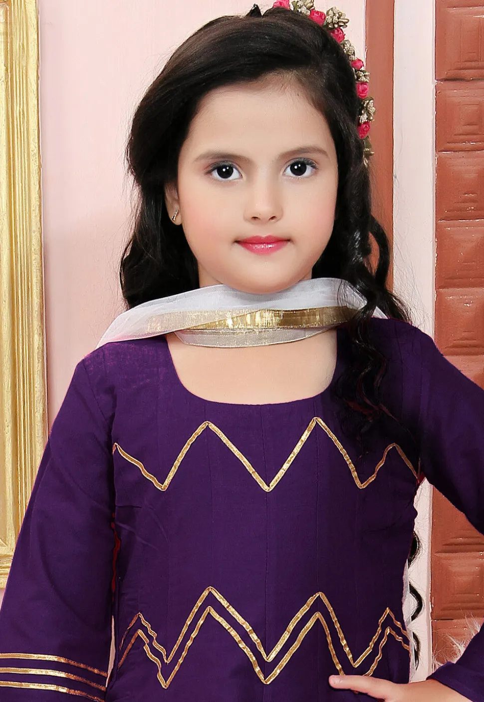 Embroidered Cotton Silk Anarkali Suit in Purple