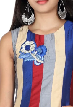Embroidered Cotton Silk Anarkali Kurta Set in Multicolor