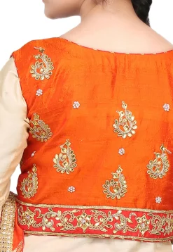 Embroidered Cotton Silk Jacket Style Punjabi Suit in Beige