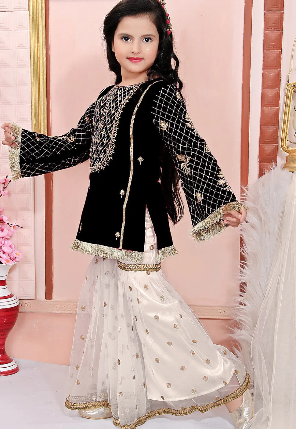 Embroidered Cotton Silk Pakistani Suit in Black
