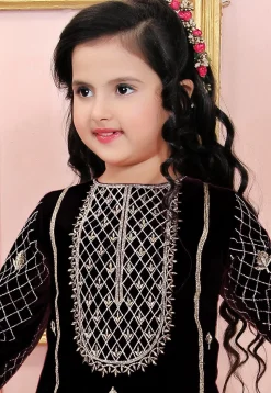 Embroidered Cotton Silk Pakistani Suit in Black