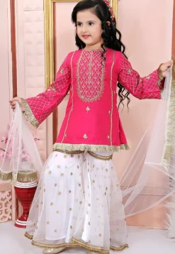 Embroidered Cotton Silk Pakistani Suit in Pink