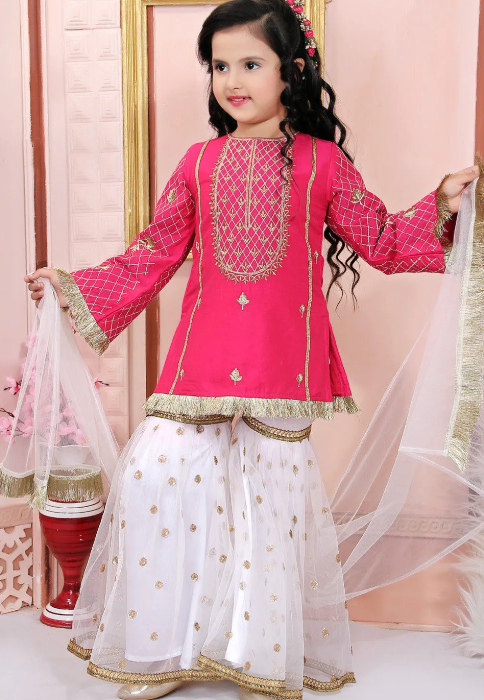 Embroidered Cotton Silk Pakistani Suit in Pink