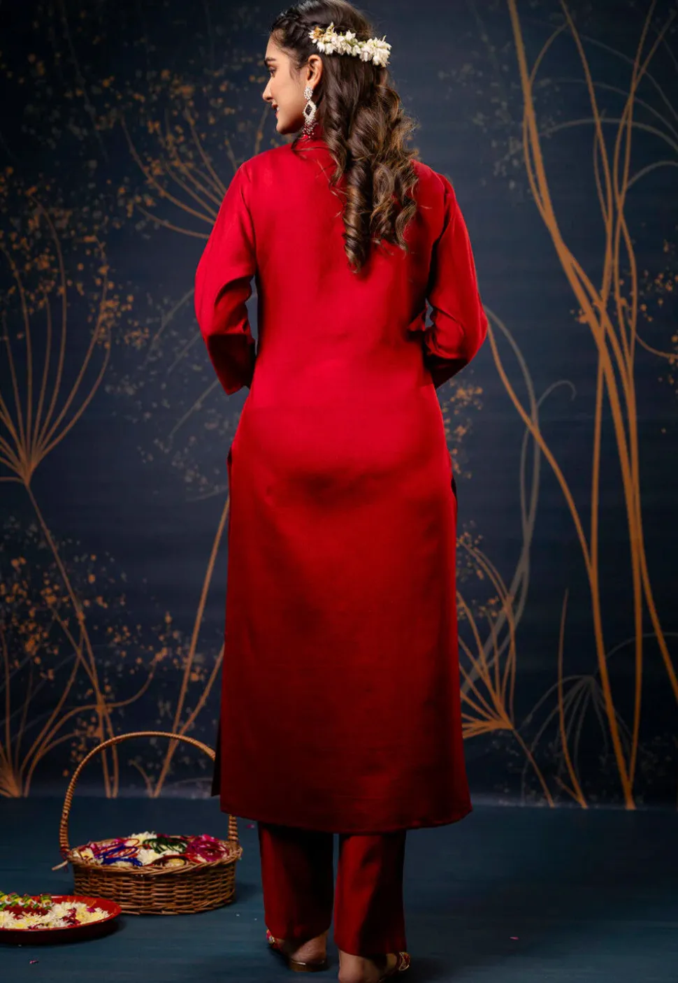 Embroidered Cotton Silk Pakistani Suit in Maroon