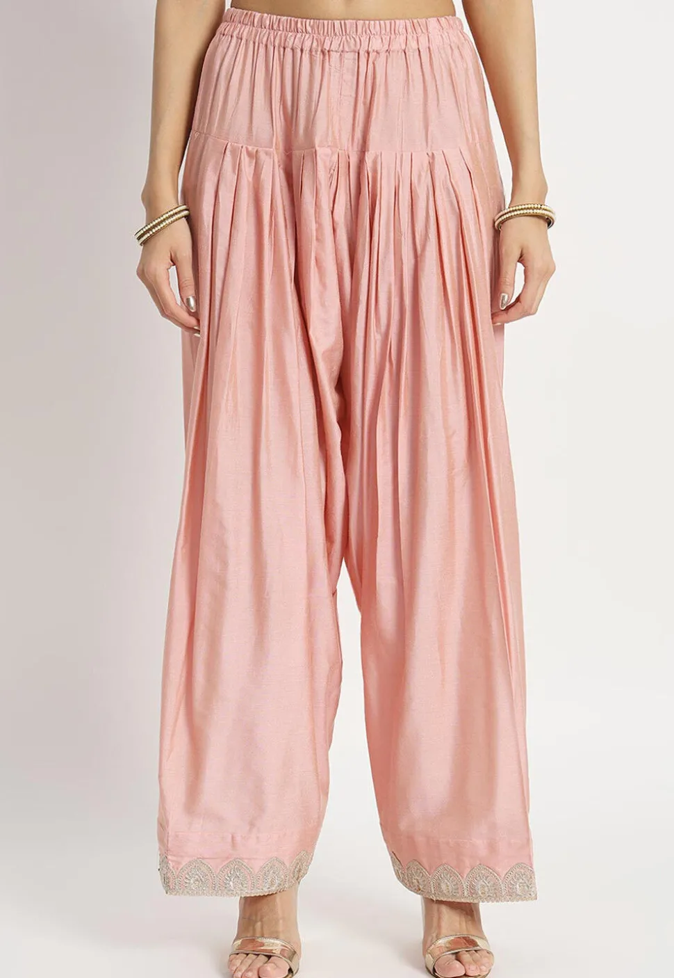 Embroidered Cotton Silk Punjabi Suit in Peach