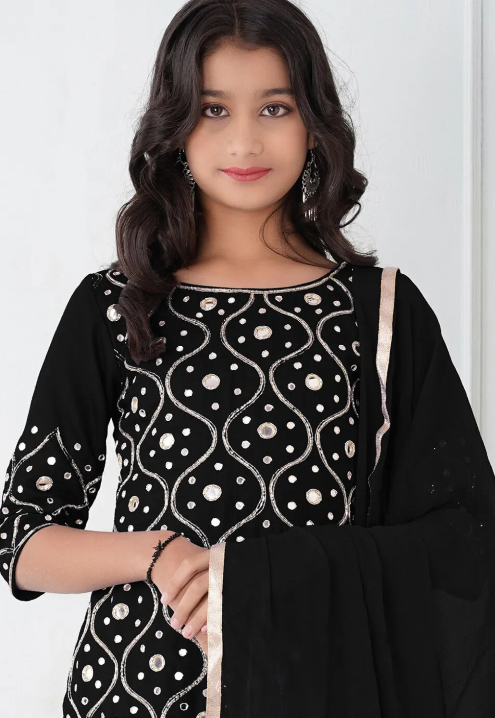 Embroidered Cotton Silk Pakistani Suit in Black