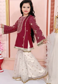 Embroidered Cotton Silk Pakistani Suit in Maroon