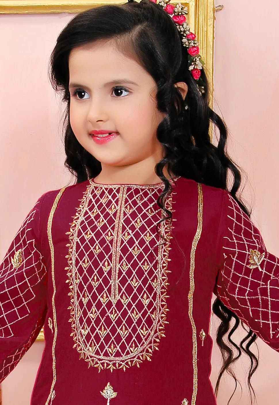 Embroidered Cotton Silk Pakistani Suit in Maroon