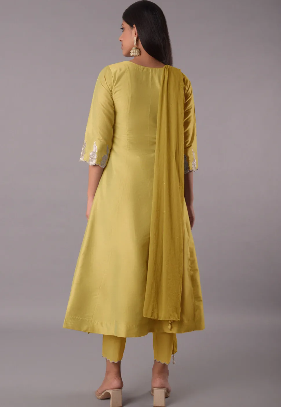 Embroidered Cotton Silk Pakistani Suit in Mustard