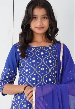 Embroidered Cotton Silk Pakistani Suit in Royal Blue