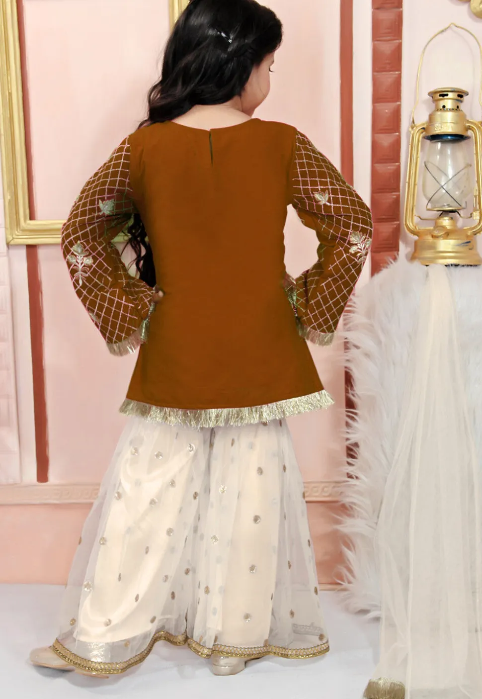 Embroidered Cotton Silk Pakistani Suit in Brown