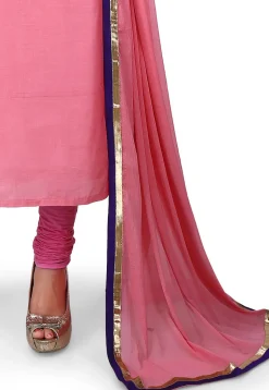 Embroidered Cotton Silk Straight Suit in Pink