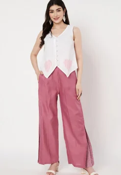 Embroidered Cotton Top in Off White