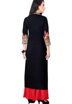 Embroidered Cotton Viscose Pakistani Suit in Black