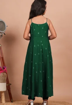Embroidered Crepe Anarkali Suit in Dark Green