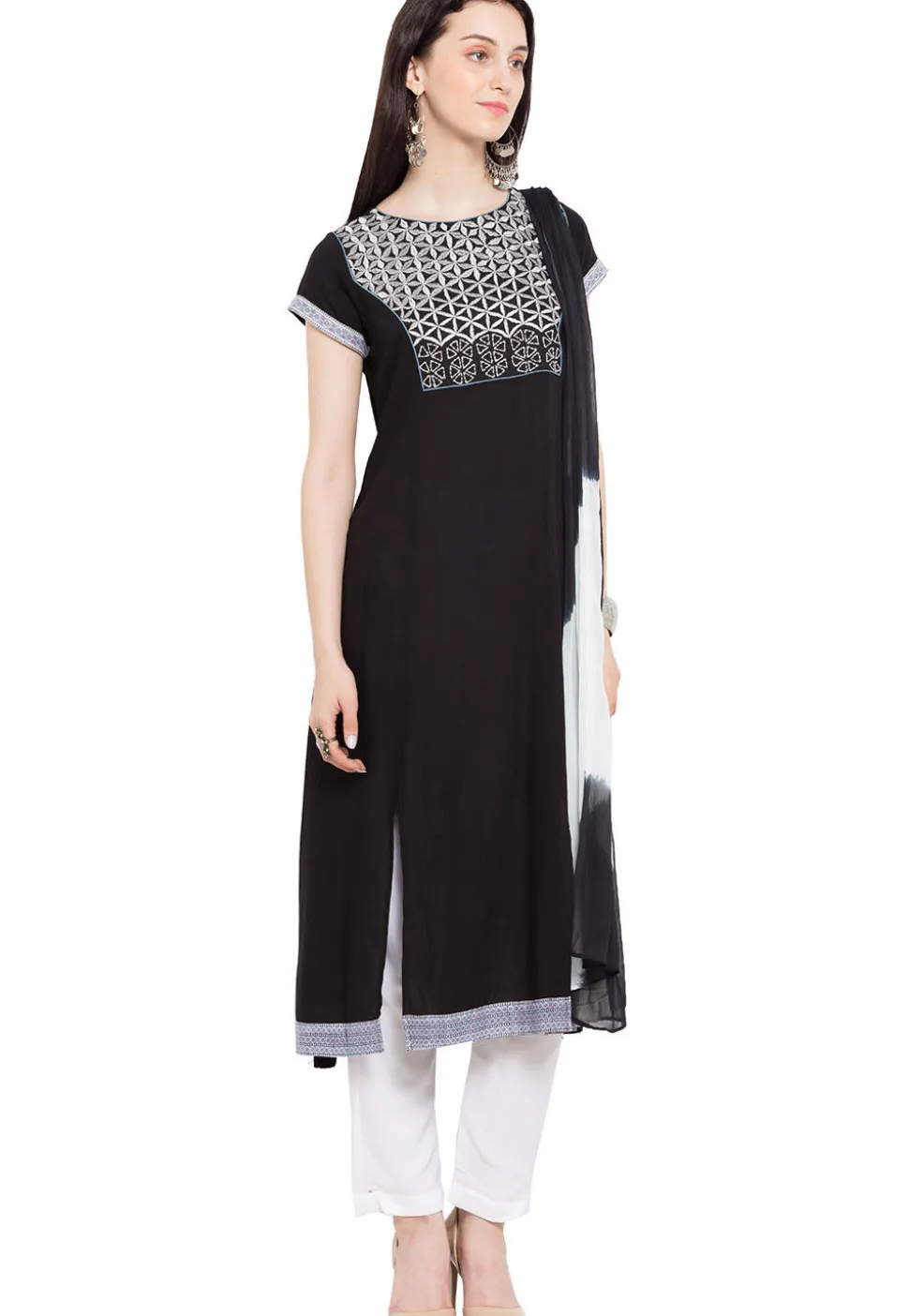 Embroidered Crepe Pakistani Suit in Black