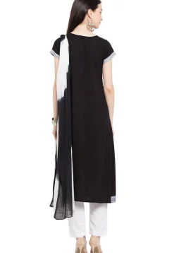 Embroidered Crepe Pakistani Suit in Black