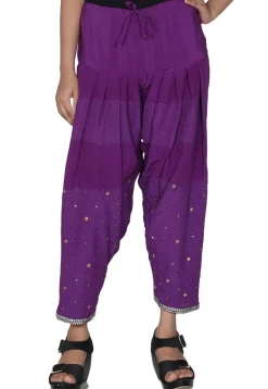 Embroidered Crepe Salwar in Purple