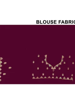 Embroidered Crepe Saree in Wine