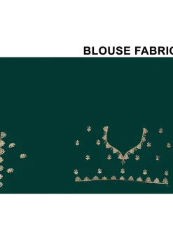 Embroidered Crepe Saree in Teal Green