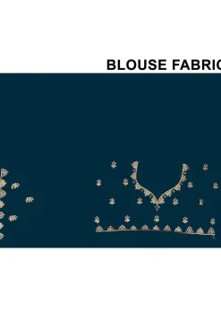 Embroidered Crepe Saree in Teal Blue