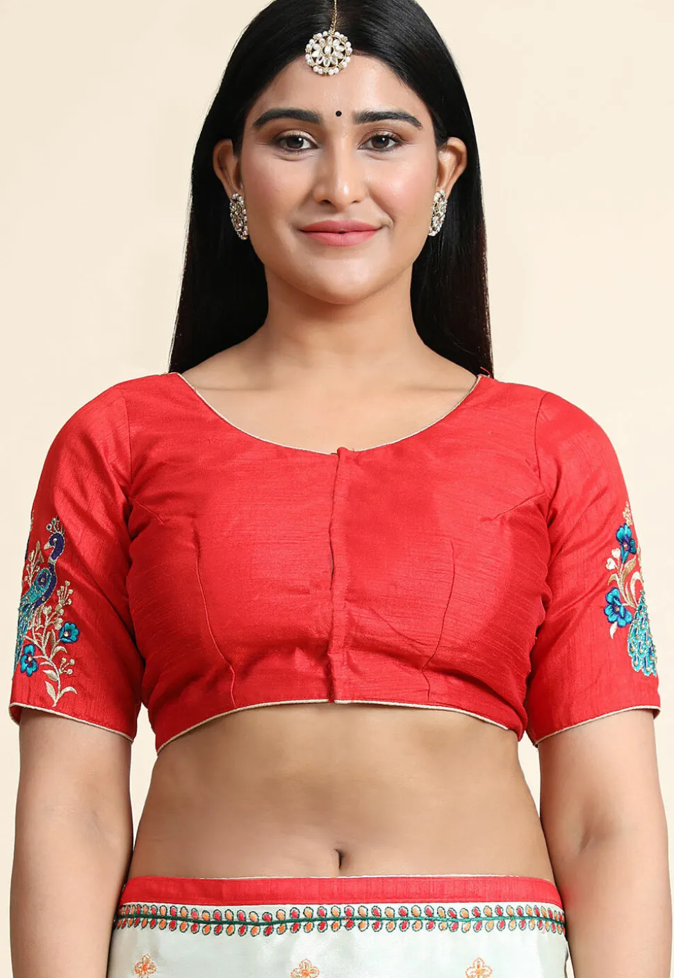 Embroidered Crepe Silk Saree in Sky Blue