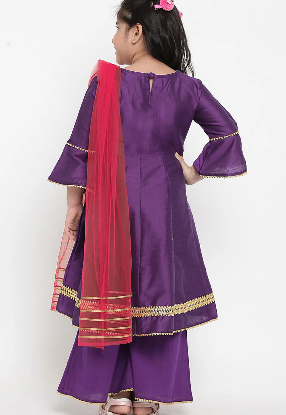 Embroidered Dupion Silk Anarkali Suit in Dark Purple