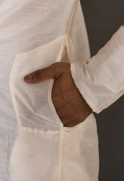 Embroidered Dupion Silk Dhoti Kurta in Cream