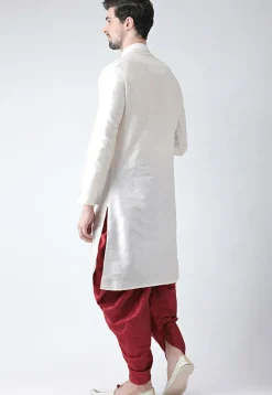 Embroidered Dupion Silk Dhoti Kurta in White