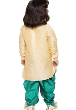 Embroidered Dupion Silk Kurta Set in Light Beige