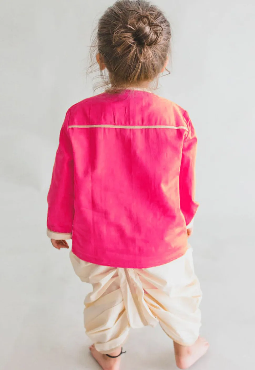 Embroidered Dupion Silk Kurta Set in Pink