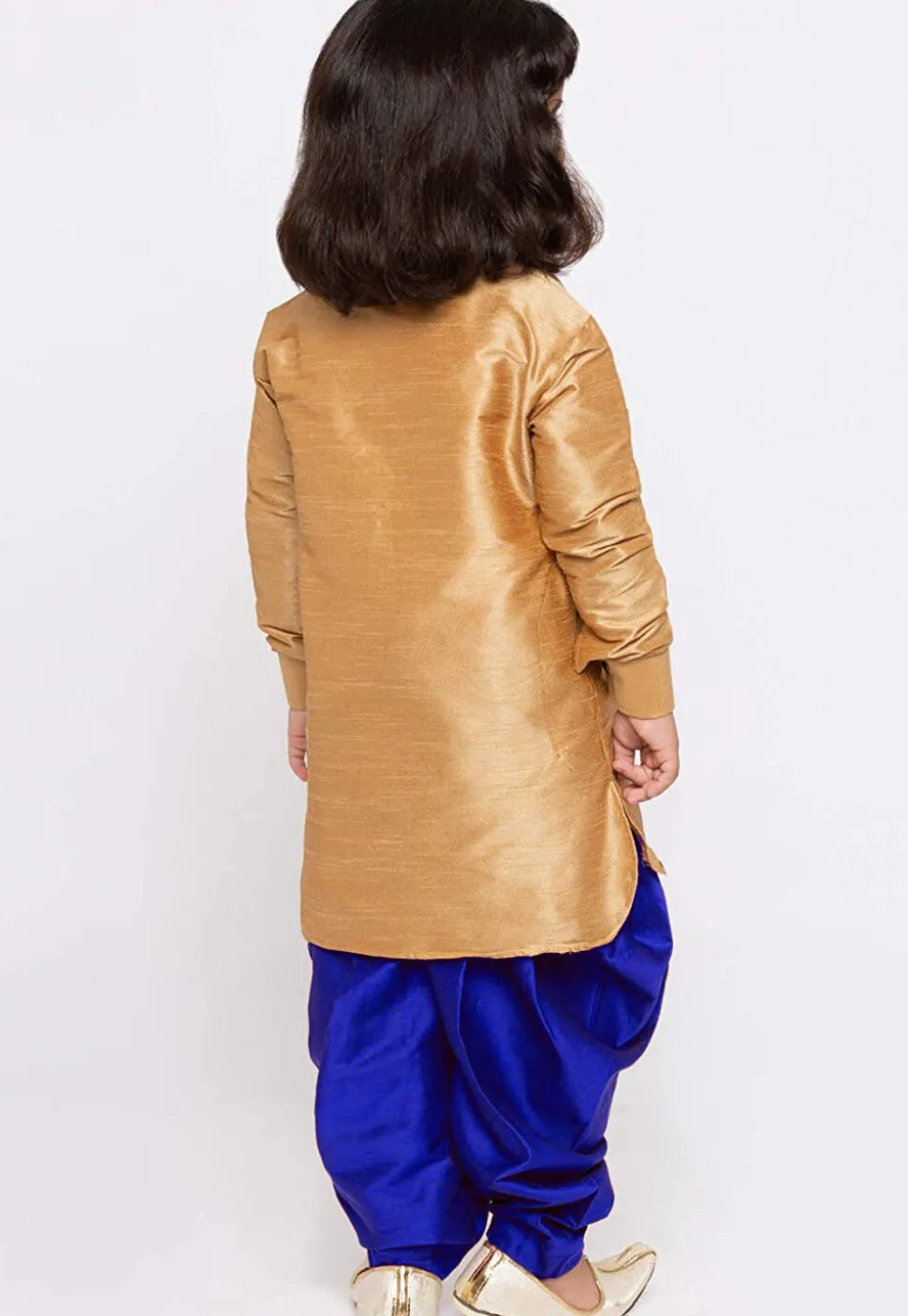 Embroidered Dupion Silk Kurta Set in Beige