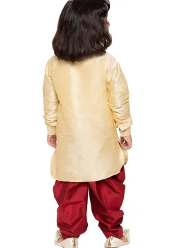 Embroidered Dupion Silk Kurta Set in Cream