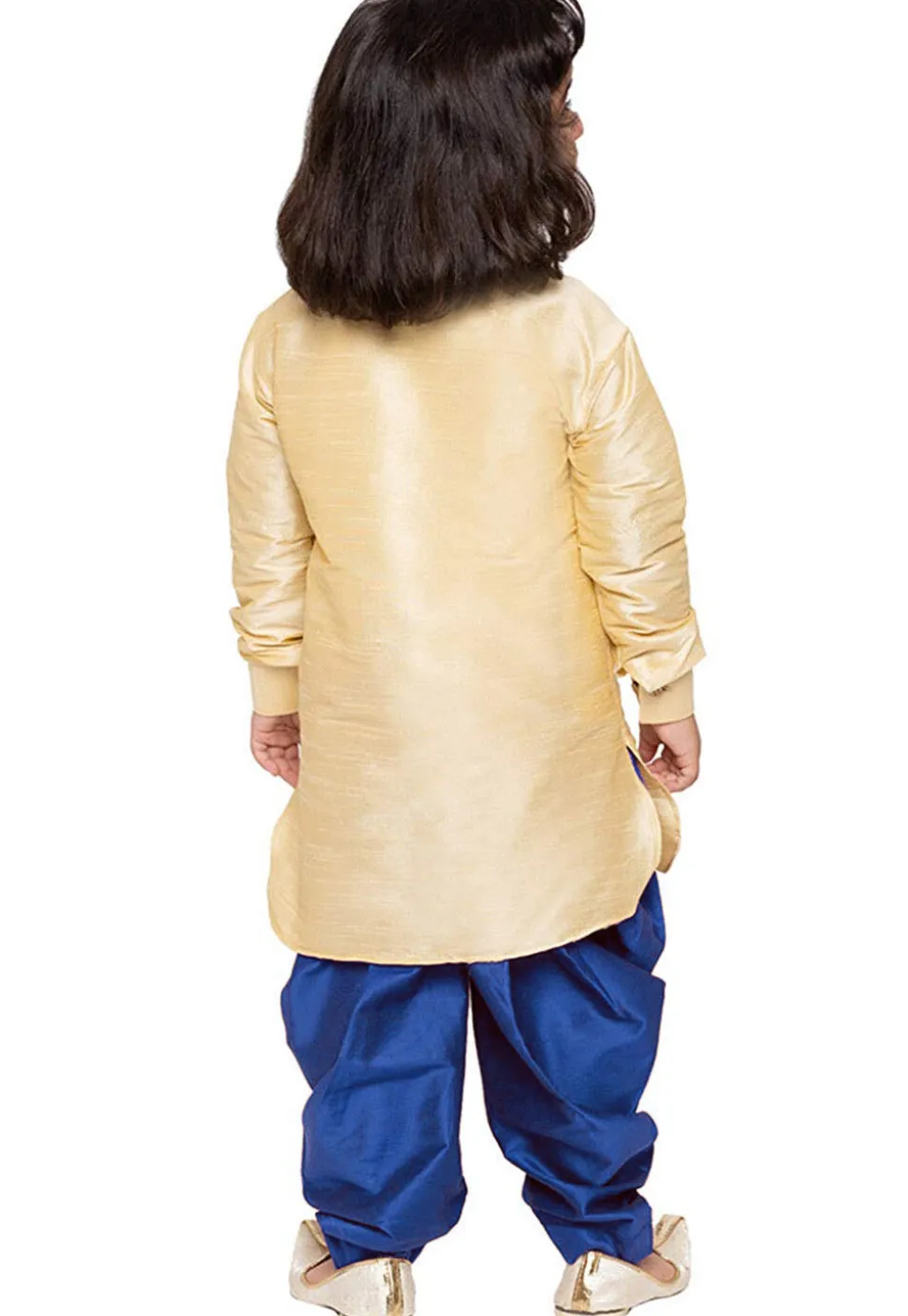 Embroidered Dupion Silk Kurta Set in Light Beige